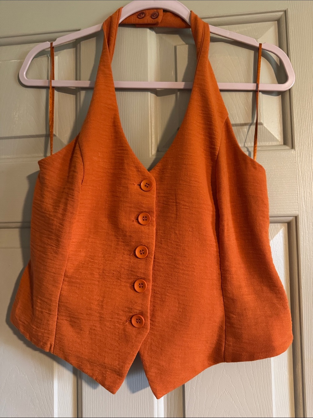 Moa Moa Orange Halter Button-Front Camisole